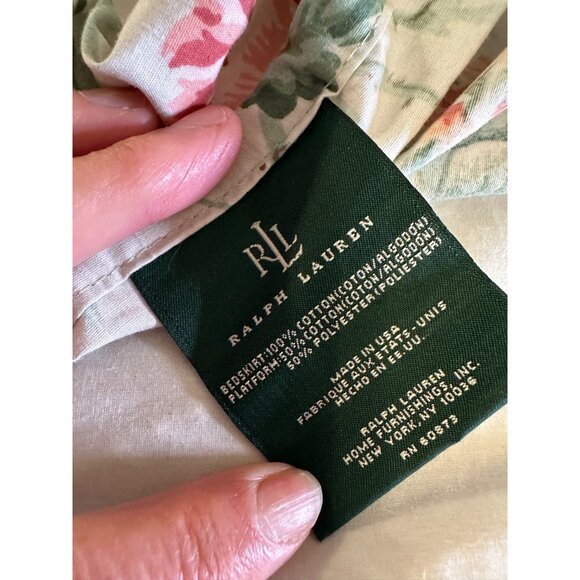 Vtg Ralph Lauren Floral Pewter Toulouse Bed Skirt Full Country Chic rare Read - Picture 4 of 15